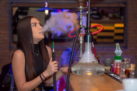 Woman hookah smoking