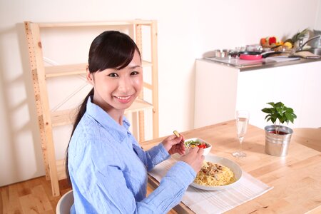Woman meal eating photo
