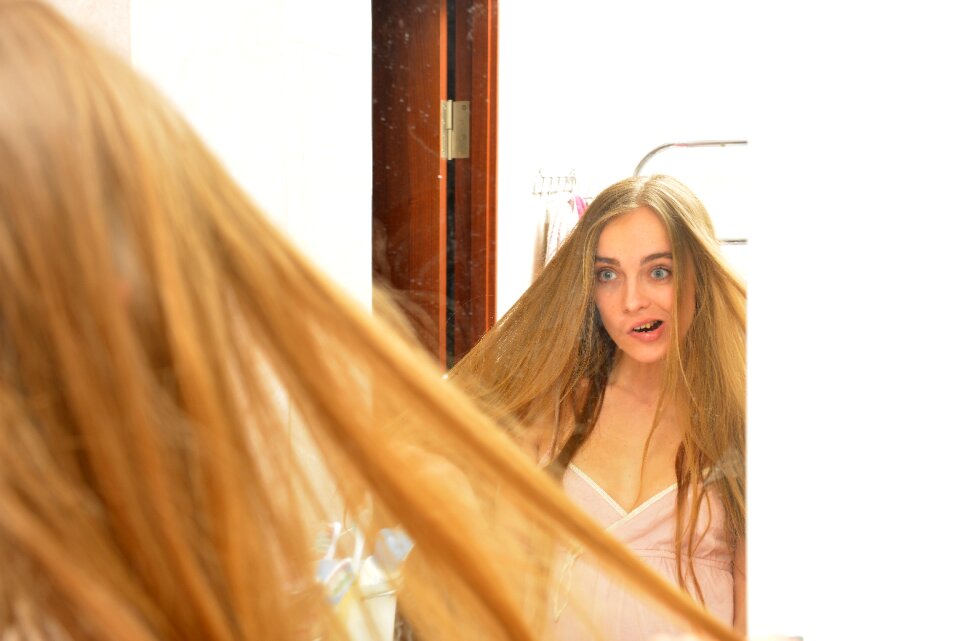 Woman morning mirror