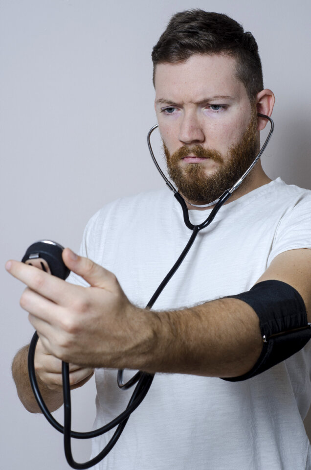 Blood pressure sphygmomanometer man