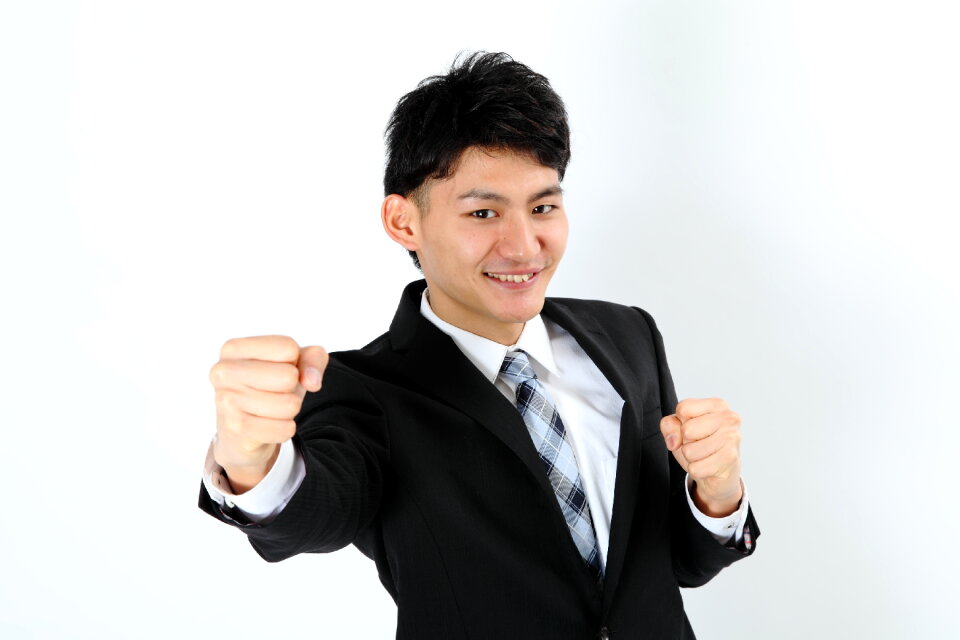 Business man fist pump
