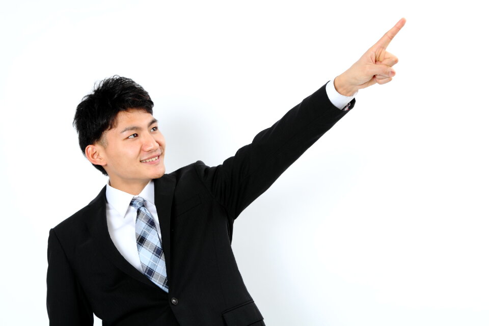 Business man pointing finger