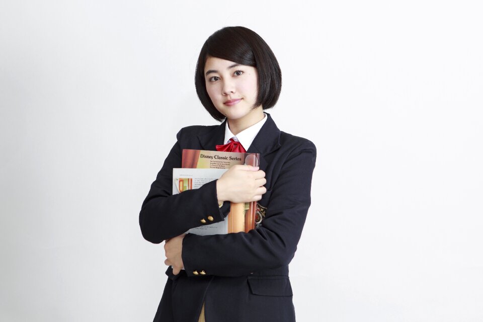 Female student textbook