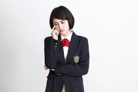 Female student think
