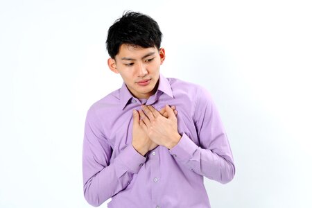 Man portrait beating heart