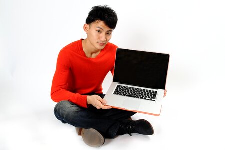 Man portrait laptop computer photo