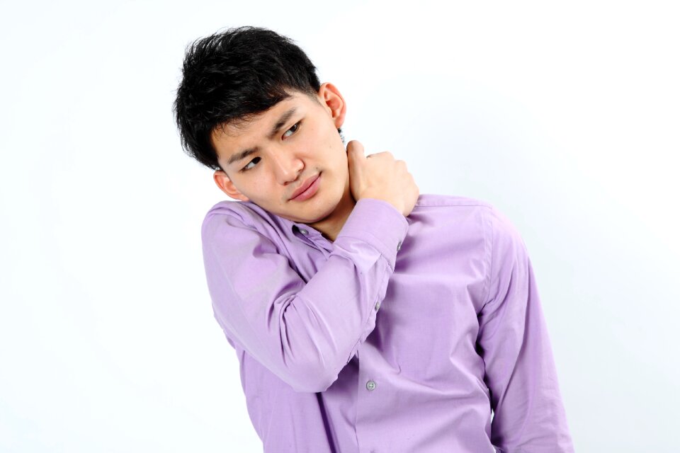 Man portrait neck tension