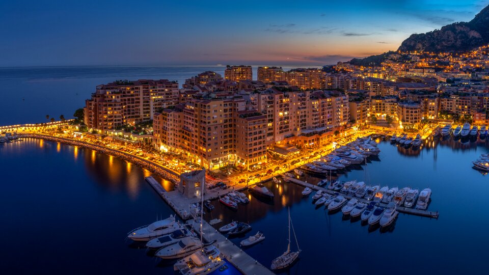 Monaco sunset cityscape