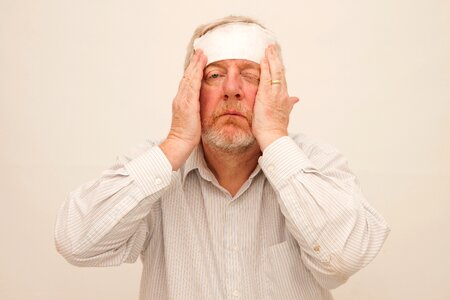 Senior man fever cold