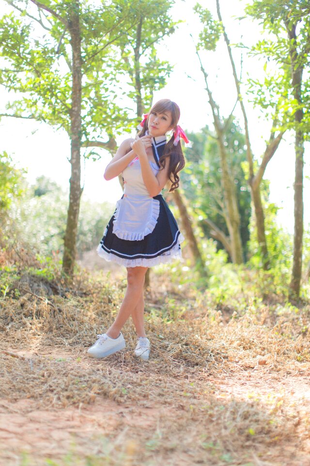Woman girl cosplay maid
