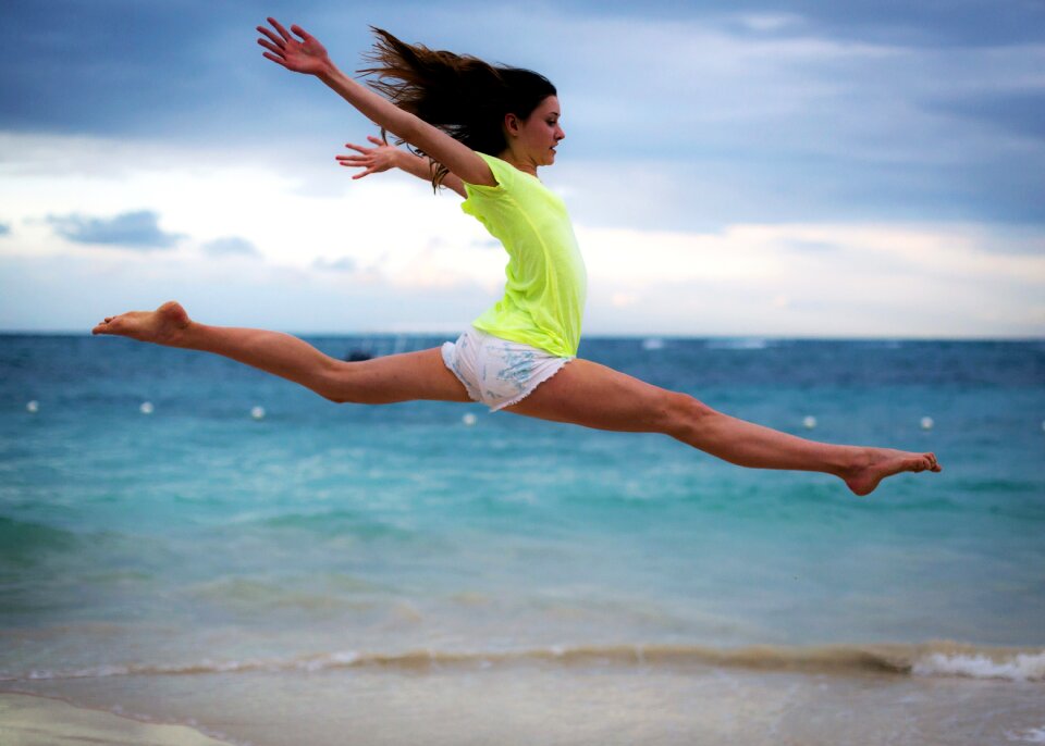 Woman girl jump