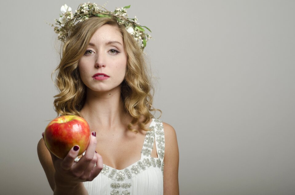 Woman girl portrait apple