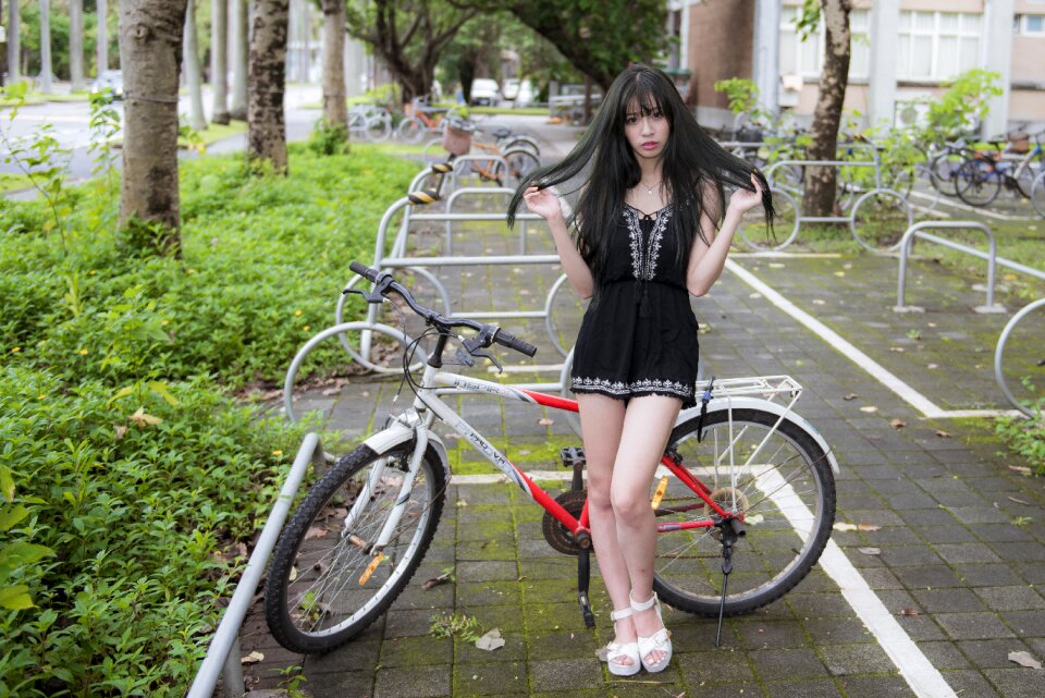 Woman girl portrait bicycle