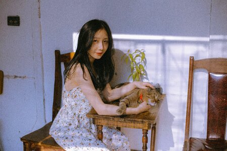 Woman girl portrait cat