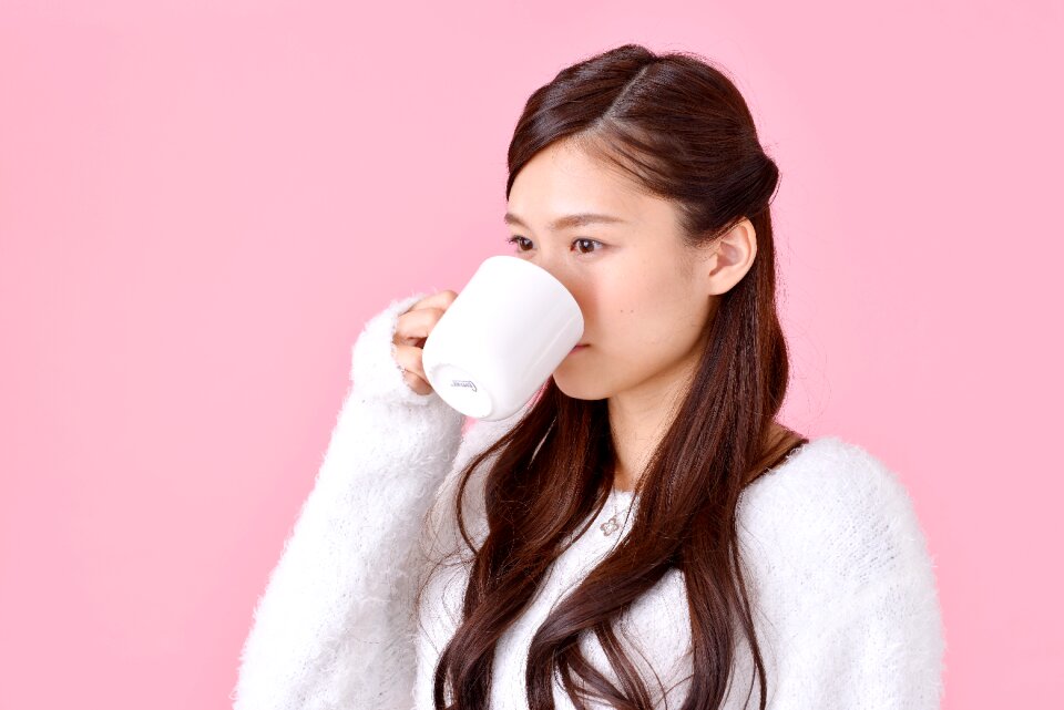 Woman girl portrait cup