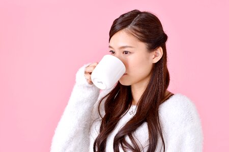 Woman girl portrait cup photo