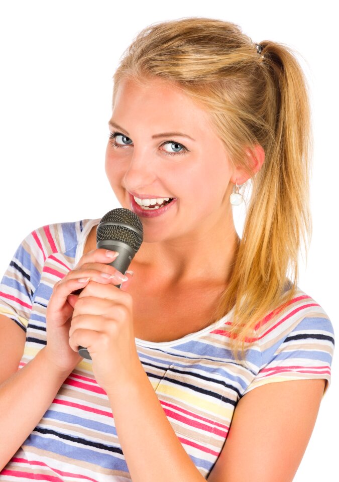 Woman girl sing karaoke