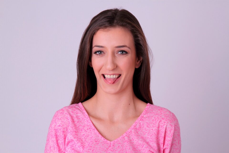 Woman portrait tongue