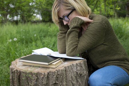 Woman reading book photo