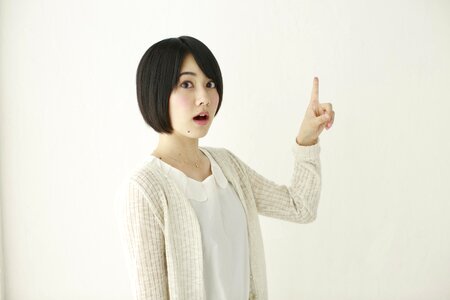 Woman girl pointing finger