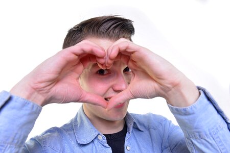 Man portrait heart