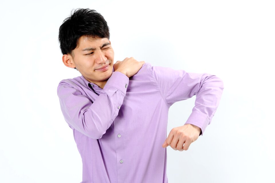 Man portrait neck tension