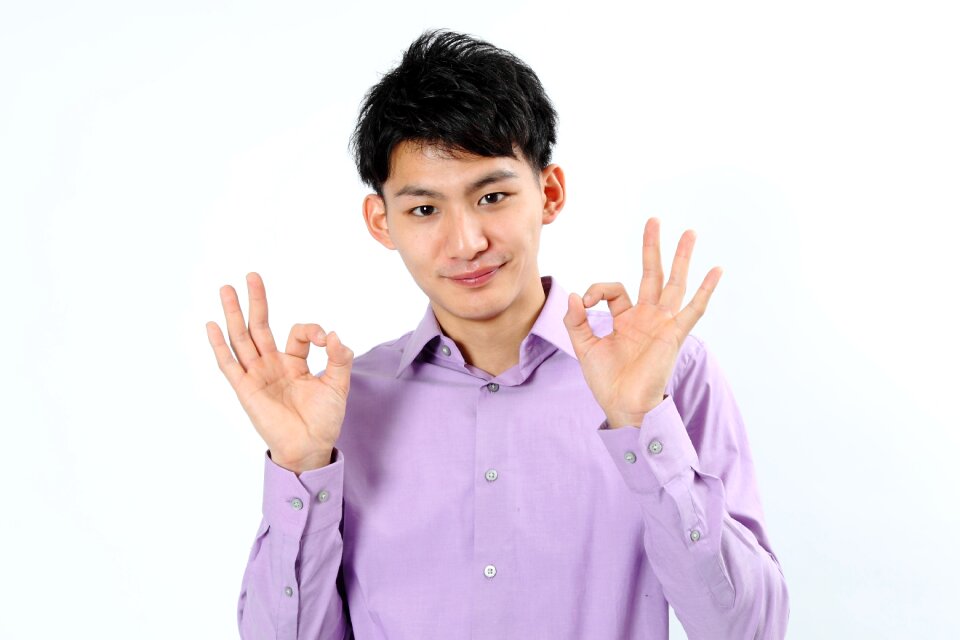 Man portrait ok sign