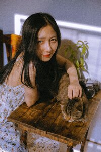 Woman girl portrait cat