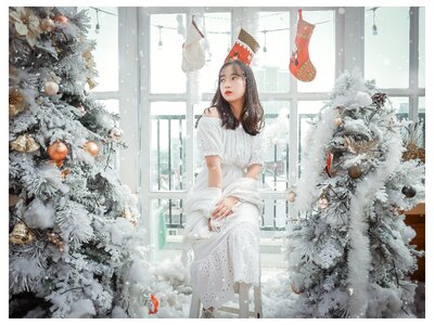 Woman girl portrait christmas