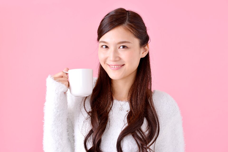 Woman girl portrait cup