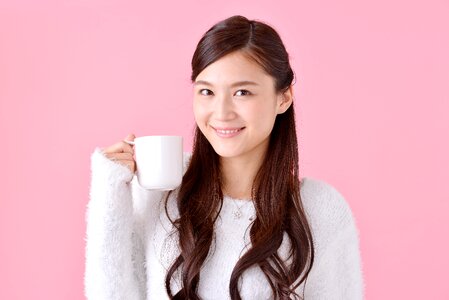 Woman girl portrait cup photo