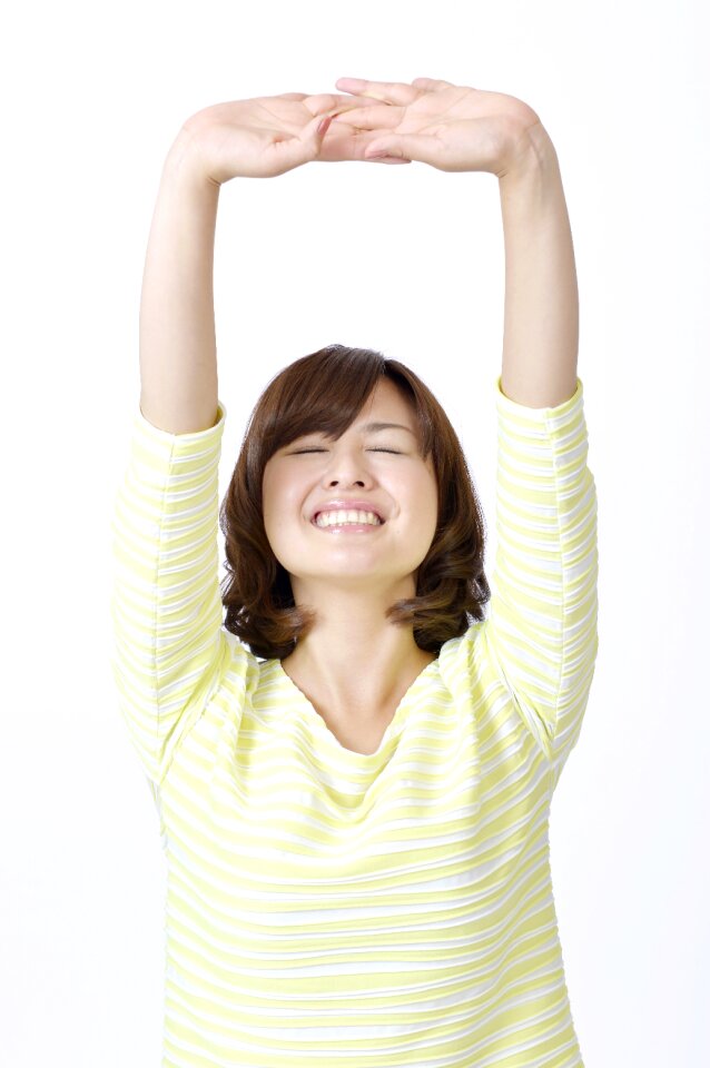 Woman girl portrait stretch photo