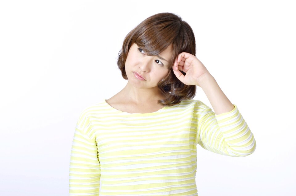 Woman girl portrait think