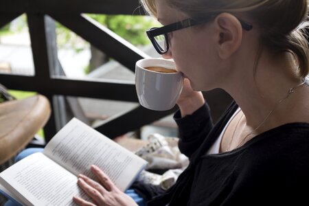 Woman reading book photo