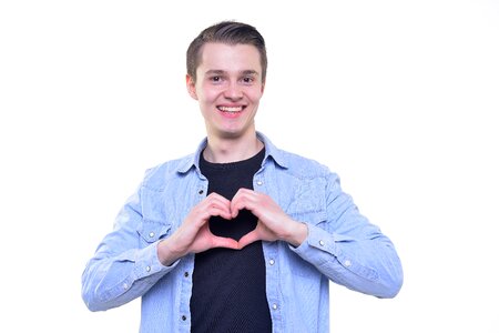 Man portrait heart