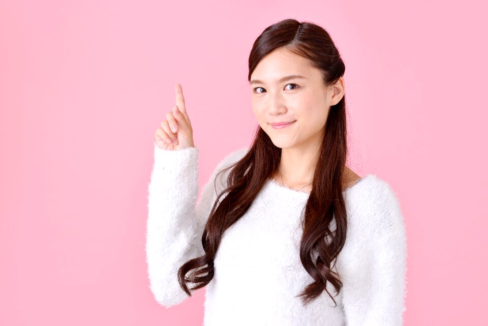 Woman girl pointing finger