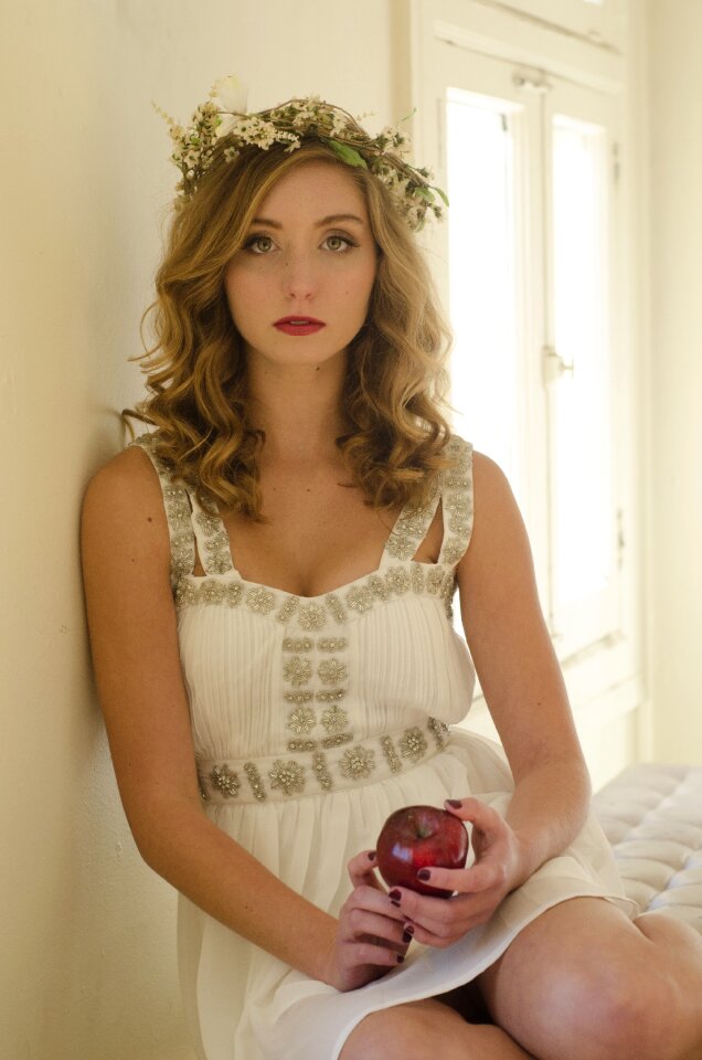 Woman girl portrait apple