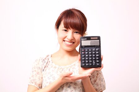 Woman girl portrait calculator photo