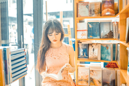 Woman girl reading book
