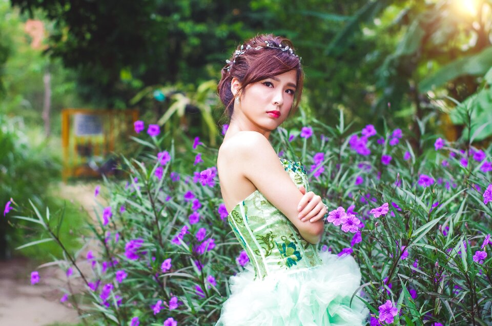 Woman wedding dress portrait