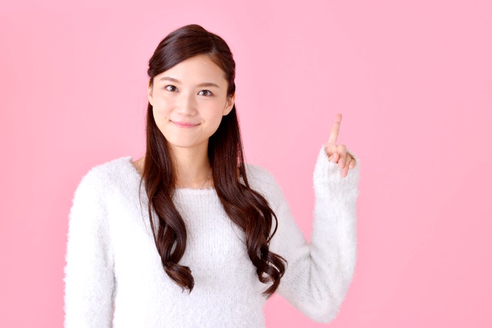 Woman girl pointing finger