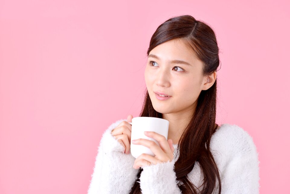 Woman girl portrait cup
