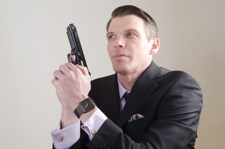 Man portrait gun