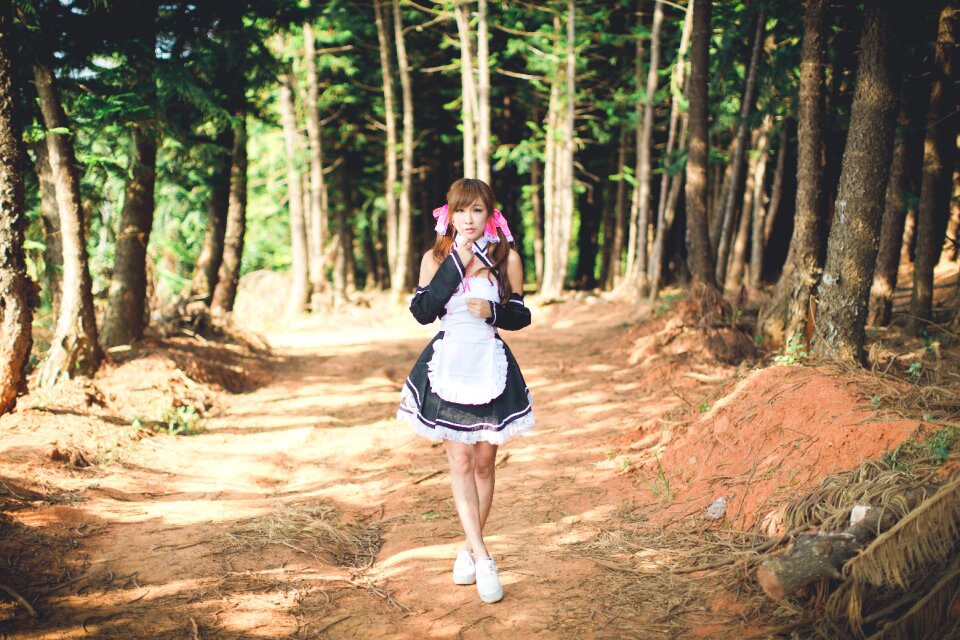 Woman girl cosplay maid