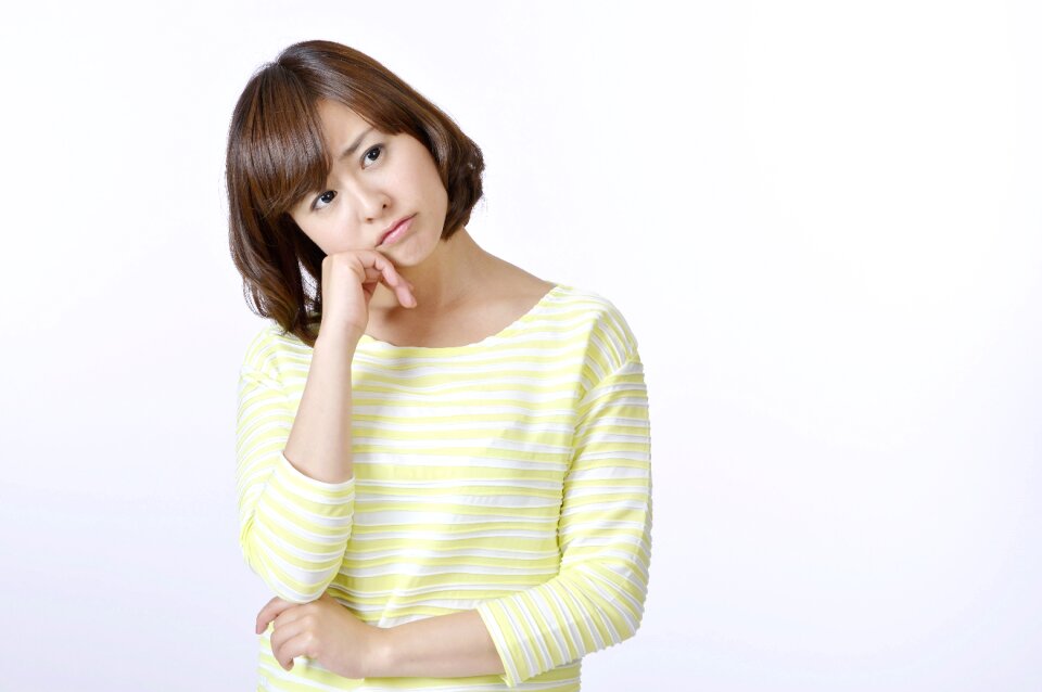 Woman girl portrait think