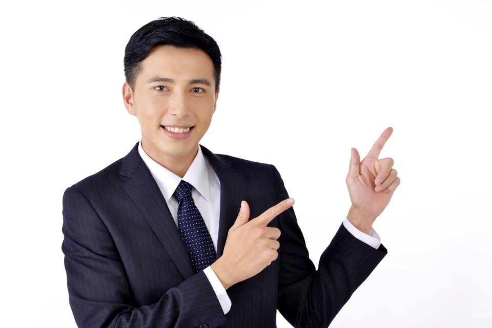 Business man pointing finger