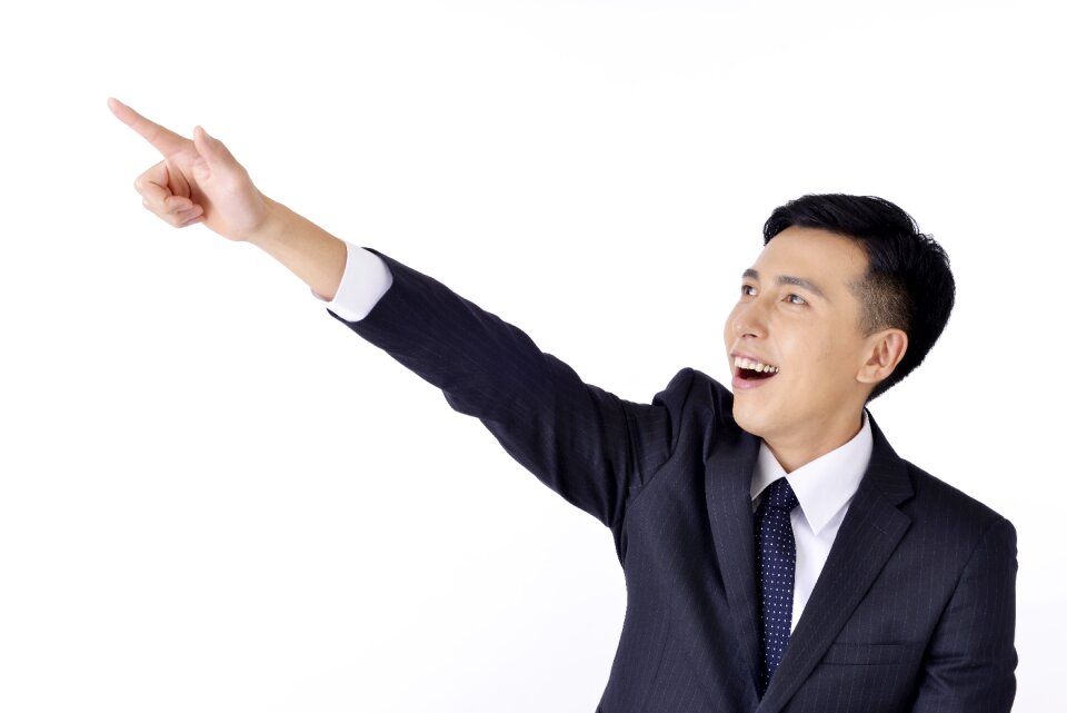 Business man pointing finger