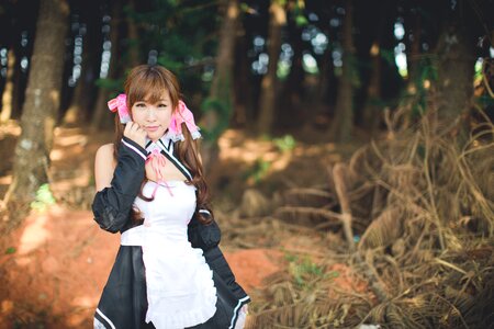 Woman girl cosplay maid
