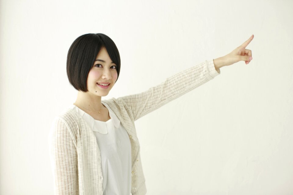 Woman girl pointing finger