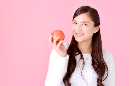 Woman girl portrait apple